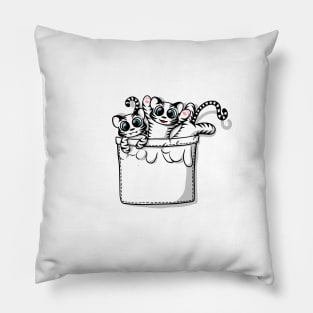 CUTE POCKET WHITE TIGERS Pillow