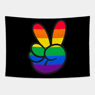 Rainbow Peace Sign Hand Tapestry