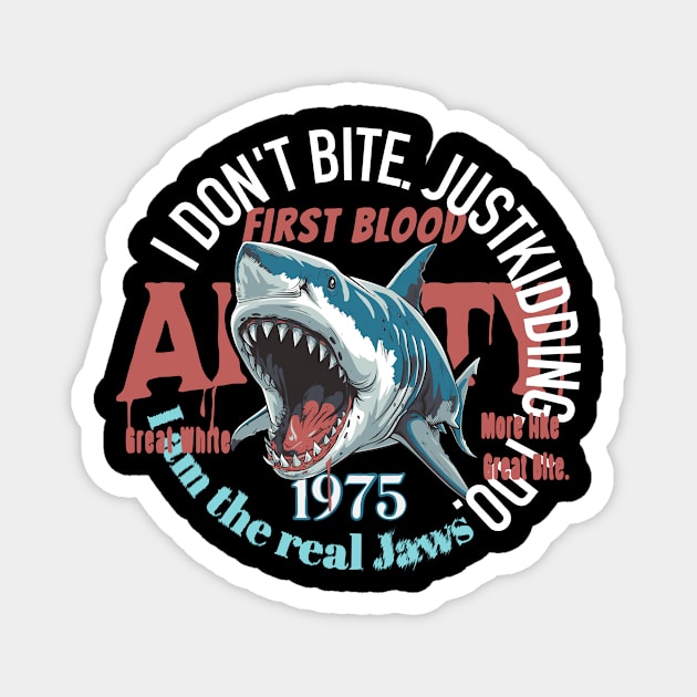 GREAT WHITE SHARK，JAWS BITE T-SHIRT 02 Magnet by ToddT