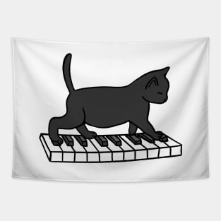 Cat Playing Piano Tapestry