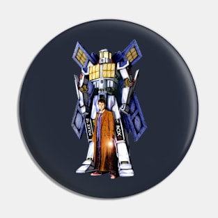 10th Doctor With Big Giant Retro Transformers Phone box Pin