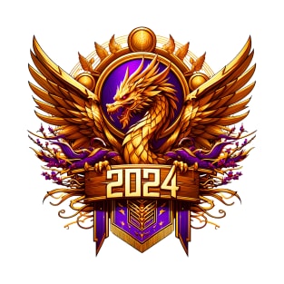 Wooden Gold Purple Dragon 2024 T-Shirt