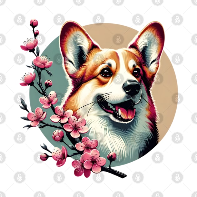 Pembroke Welsh Corgi's Spring Cherry Blossoms Delight by ArtRUs