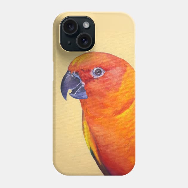 Sun Conure - bird portrait painting Phone Case by EmilyBickell