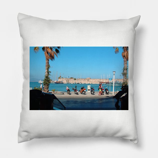 Kos Town Harbour Pillow by tomg