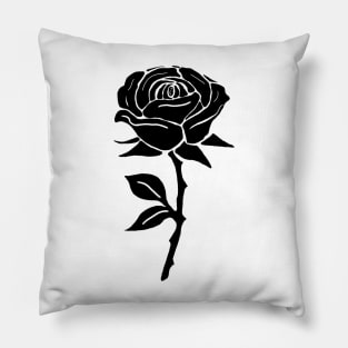 Black rose silhouette tattoo Pillow