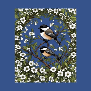 Black-capped Chickadee Bird And Massachusetts Mayflowers T-Shirt