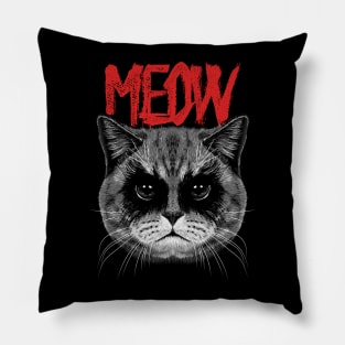 Black Metal Meow Cat Pillow