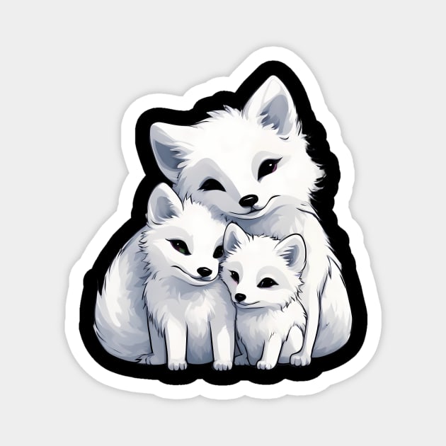Fox Mum & Kids Magnet by animegirlnft