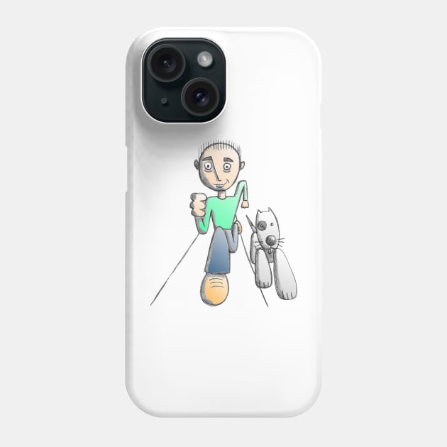 Man and Dog Running Phone Case by PaulWebster