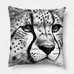 Cheetah Animal Wild Nature Illustration Line Epic Illustration Line Art Pillow