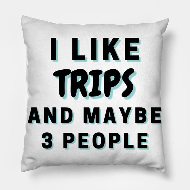 I Like Trips And Maybe 3 People Pillow by Word Minimalism