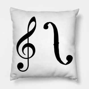 G clef and F (Black) Pillow