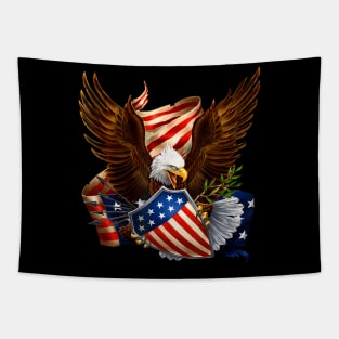 Patriotic Eagle Shield arrows american flag 4th of July Tapestry