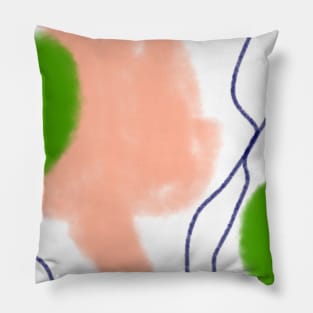 Orange green watercolor art design Pillow