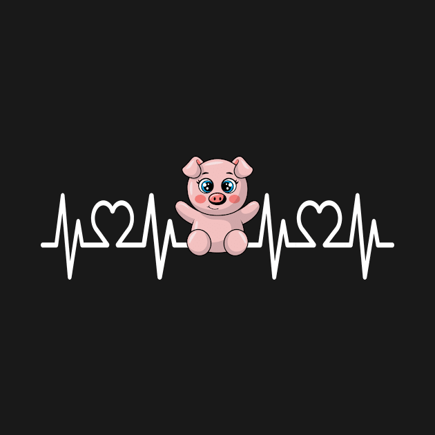 Heartbeat Pig I Kids I Cartoon Piggy by Shirtjaeger