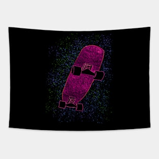 Neon Pink Skateboard Green Blue Dots Tapestry