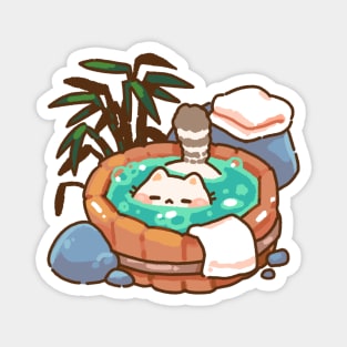 Bathing Onsen Cat Magnet