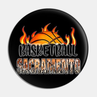 Classic Basketball Design Sacramento Personalized Proud Name Pin