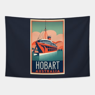 A Vintage Travel Art of Hobart - Australia Tapestry