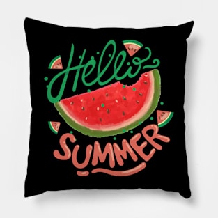 Hello summer with watermelon, warm sunshine and the beach Pillow