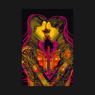 Cyberpunk Style Tarot - The Recursive Lovers T-Shirt