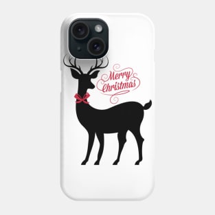 Merry Christmas Reindeer with Red Bow Accent Phone Case