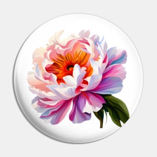 Elegant Ombre Pink Peony Flower Watercolor Floral Art Pin