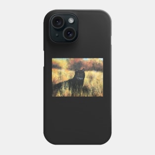 Black Wolf in Fields of Gold Phone Case