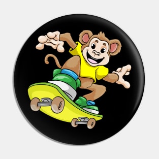 Funny monkey is skateboarding Pin