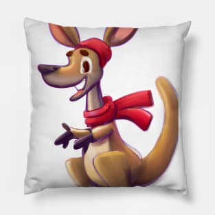 Cute Kangaroo Drawing Pillow