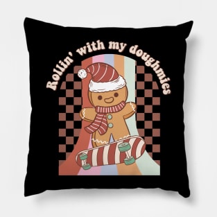 Rollin' With My Doughmies Retro Gingerbread Pillow