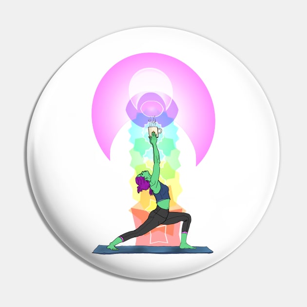 Yoga and Coffee - Warrior Pose II Pin by davidscohen