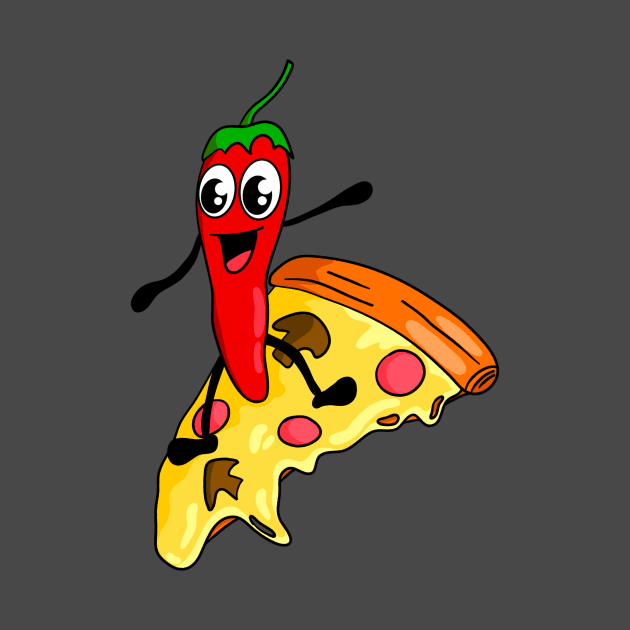 Pepperoni Pizza Surfing by Foxxy Merch