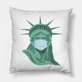 Statue of Liberty wears a mask Pillow