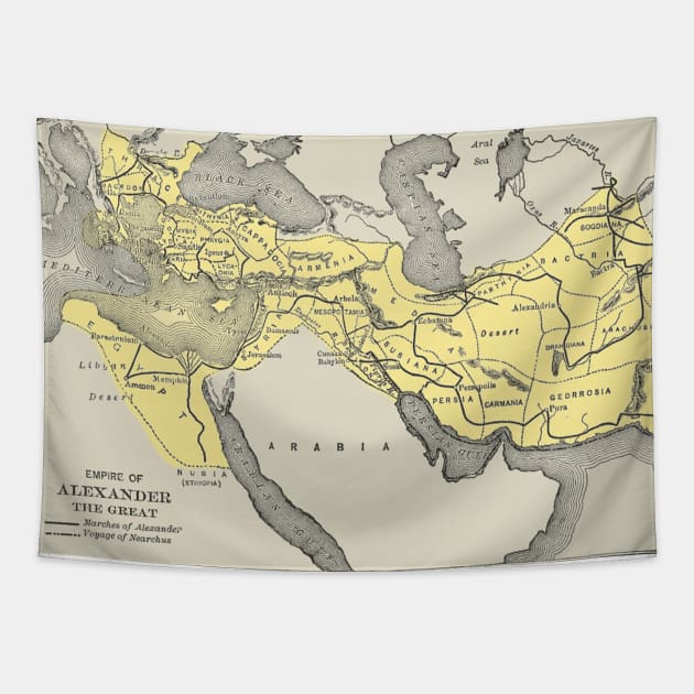 Vintage Map of Alexander The Greats Empire (1913) Tapestry by Bravuramedia