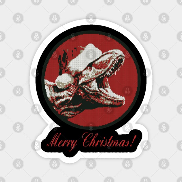 T-REX Cool Ugly Christmas Sweater Magnet by SPACE ART & NATURE SHIRTS 