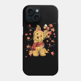 Maple Dog Leaf Fall Hello Autumn Funny Yorkie Lover Phone Case