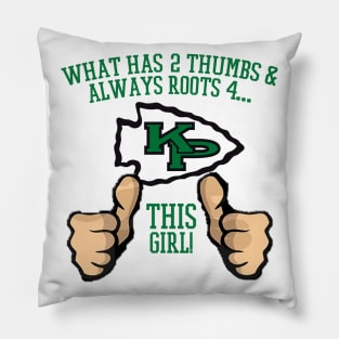 What has 2 thumbs and roots for King Philip, THIS GIRL Pillow