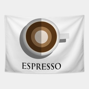 Hot espresso coffee cup top view in flat design style Tapestry