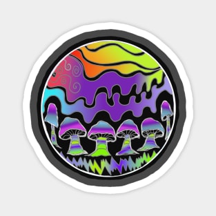 Mushroom Black batik Trippy Magnet