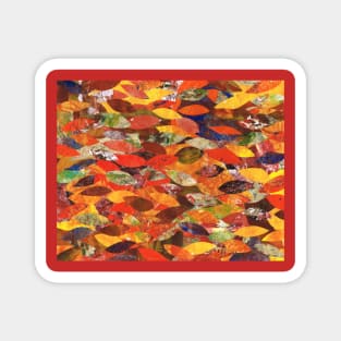 Leaves Fish and Umbrellas Collage Magnet