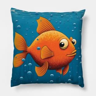 Goldfish with big eyes swimming in the sea Pillow