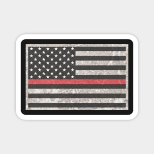 Grunge Thin Red Line Flag - Firefighter Gifts for Families Magnet