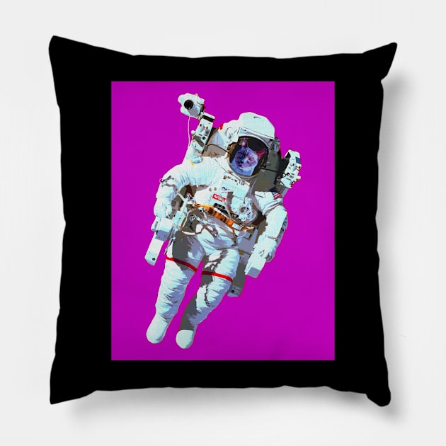 astronaut cat pop art Pillow by oryan80