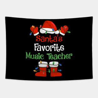 Santa's Favorite Music Teacher Funny Christmas Pajamas Tapestry
