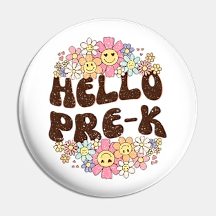 Groovy Hello Pre-k Vibes Retro Teacher Back To School Pin