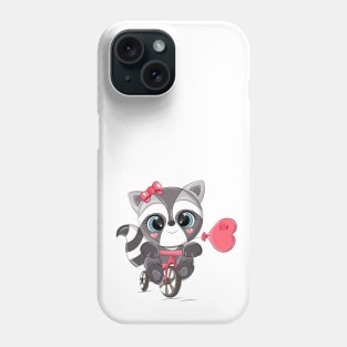 Cute raccoon on a red bike. Phone Case