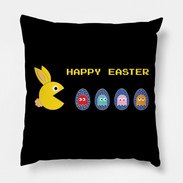 Pacman Easter Pillow by InkWaves