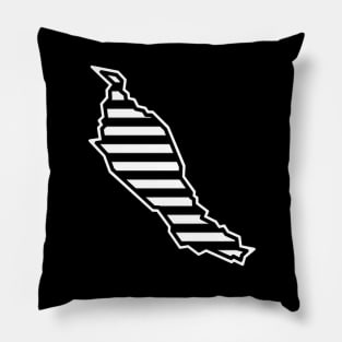 Denman Island Silhouette in Black and White Stripes - Line Pattern - Denman Island Pillow